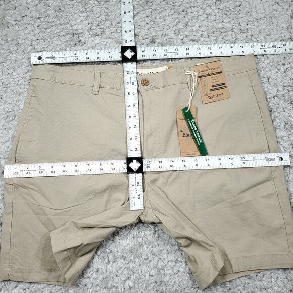 Tailor Vintage Greenwich Chino Shorts Stretch Khaki Linen Size 38 Beige Tan - Picture 6 of 8